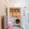 Gnome Roses Filling Valentine Large Laundry Basket, Waterproof Laundry Hamper for Baby Clothes, Pink Love Backdrop Foldable Laundry Baskets with Handles, 13.8''x17'' view 3