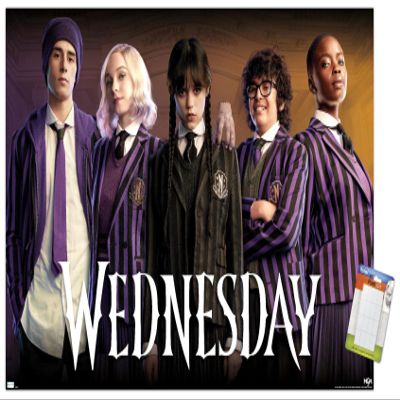 Wednesday - Group Wall Poster, 22.4L" x 14.7W", Premium Poster & Mount Bundle