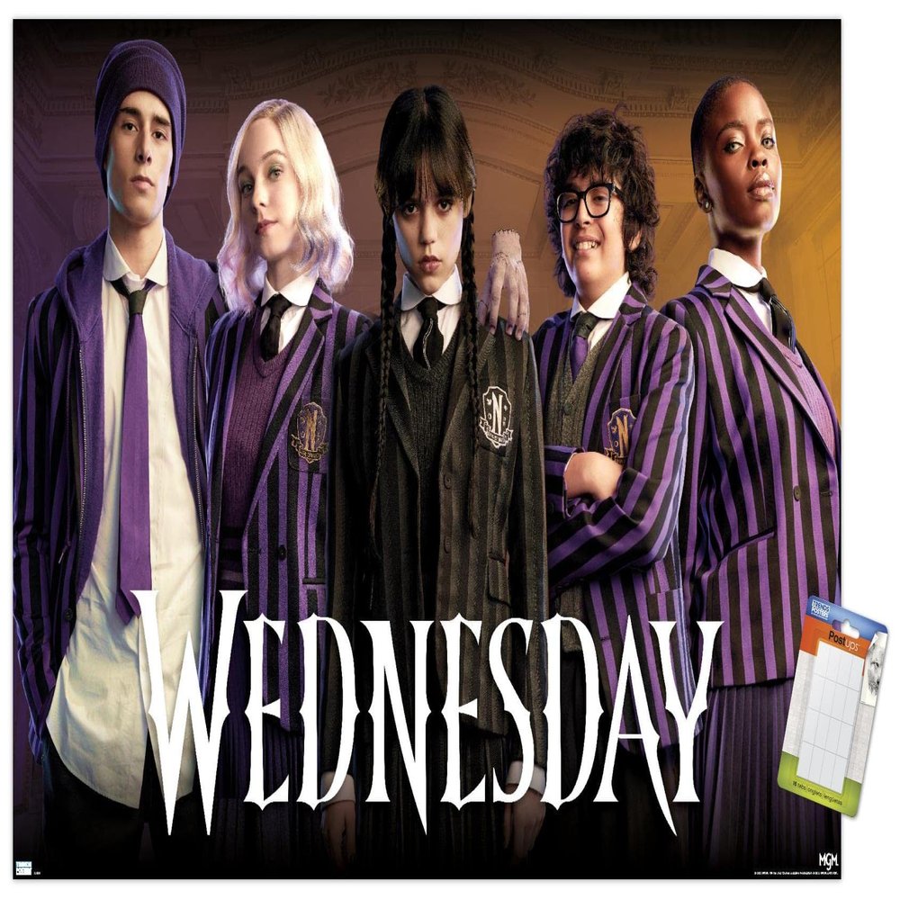 Wednesday - Group Wall Poster, 22.4L" x 14.7W", Premium Poster & Mount Bundle