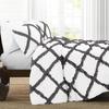 Luxury Diamond Ruffle Dual-Tone Duvet Cover 5 Piece Set with Zipper Closure, 100% Egyptian Cotton & 400TC Comforter/Quilt Cover Bedding Set - Dark Grey Solid, Full Size. view 2