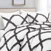 Luxury Diamond Ruffle Dual-Tone Duvet Cover 5 Piece Set with Zipper Closure, 100% Egyptian Cotton & 400TC Comforter/Quilt Cover Bedding Set - Dark Grey Solid, Full Size. view 3
