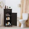 HAPPYGRILL Bathroom Floor Cabinet, Single Door Floor Storage Cabinet Organizer with Drawer and 3-Level Adjustable Shelves, Bathroom Cabinets Freestanding with Anti-Tipping Device for Living Room view 2