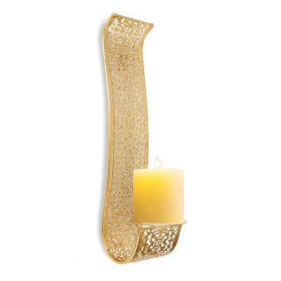 Shelving Solution Wall Sconce, Wall Candle Sconce Holder Gold Easy Installation Hollow Carved for Bedrooms