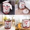 Happy Valentine's Day Gnomes with Love Balloon Large Laundry Basket, Waterproof Laundry Hamper for Clothes, Retro Wooden Stripes Buffalo Red Lace Foldable Laundry Baskets, 13.8''x17'' view 4