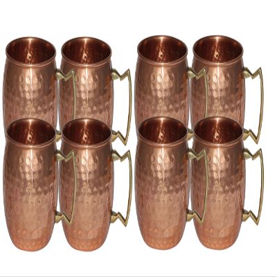 Aakrati DevyomArt Handmade Pure Copper Hammered Moscow Mule Mug Set Of 8