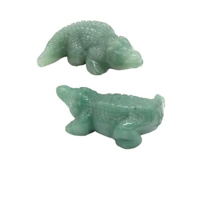 HXSCOO 2" Crocodile Statue Natural Gemstone Carved Healing Crytal Stone Figurine Home Decoration Sculpture Desktop Ornaments Crafts (Color : Green Aventurine, Size : 1 PCS)