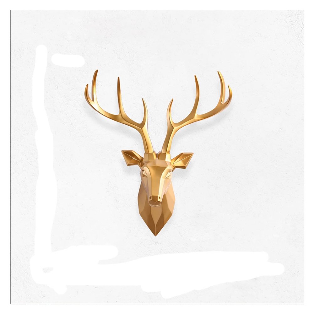 Mini White + Gold Antler Faux Deer Sculpture - Wall Hanging Sculpture, Faux Taxidermy Deer Antler Wall Mount for Christmas Sofa Background (Color : Gold)