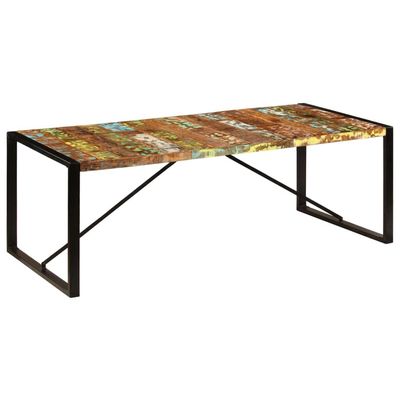 loibinfen Wooden Dining Table Kitchen Table Restaurant & Other Tables with Heavy Duty Steel Frame, 86.6"x39.4"x29.5" Solid Reclaimed Wood