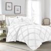 Luxury Diamond Ruffle Dual-Tone Duvet Cover 5 Piece Set with Zipper Closure, 100% Egyptian Cotton & 400TC Comforter/Quilt Cover Bedding Set - White Solid, Super King Size. view 1
