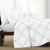 Luxury Diamond Ruffle Dual-Tone Duvet Cover 5 Piece Set with Zipper Closure, 100% Egyptian Cotton & 400TC Comforter/Quilt Cover Bedding Set - White Solid, Super King Size. view 2