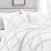 Luxury Diamond Ruffle Dual-Tone Duvet Cover 5 Piece Set with Zipper Closure, 100% Egyptian Cotton & 400TC Comforter/Quilt Cover Bedding Set - White Solid, Super King Size. view 3