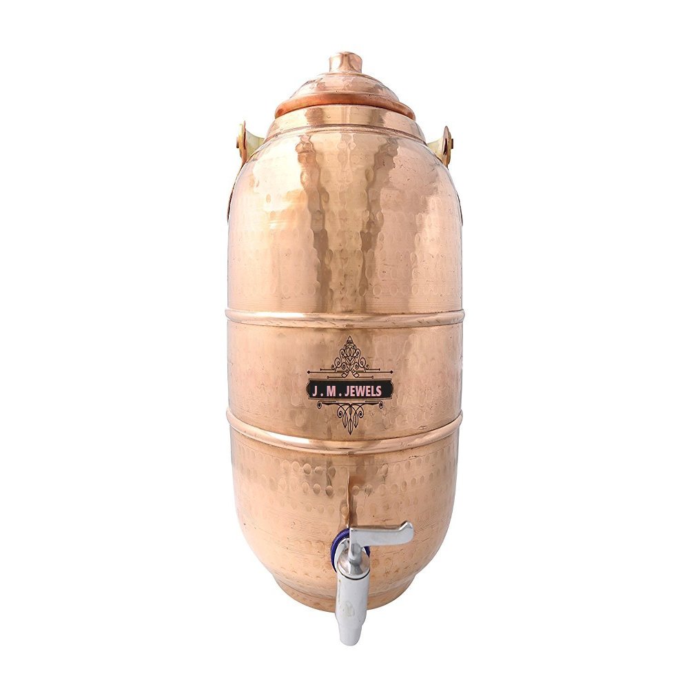 Aakrati Devyom Copper Water Dispenser Container Pot Tank, Storage Water Home Kitchen Garden, Beneficial For Health, 6 Ltr. (6 Ltr)