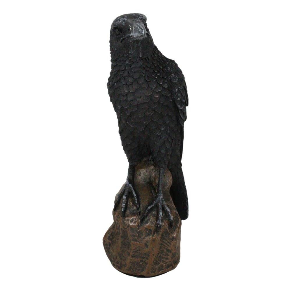 1 Pcs Raven Statue Crow Scavenger Bird Perching On Rock Figurine 6" H