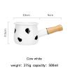 Aggert Frying Pans 500Ml Enamel Coffee Milk Pot With Wooden Handle Saucepan Cookware Non Stick Cooking Pan 1Pcs Cow view 2