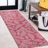 Eyely BMS119F-28 Santa Monica Nevis Palm Frond Indoor/Outdoor Runner Rug Coastal;Casual;Country;Floral, Bedroom, Kitchen, Backyard, Patio, Easy-Cleaning, Non-Shedding, 2 X 8, Fuchsia/Light Gray view 1