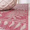 Eyely BMS119F-28 Santa Monica Nevis Palm Frond Indoor/Outdoor Runner Rug Coastal;Casual;Country;Floral, Bedroom, Kitchen, Backyard, Patio, Easy-Cleaning, Non-Shedding, 2 X 8, Fuchsia/Light Gray view 4