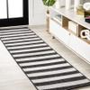 Eyely BMS203C-28 Santa Monica Negril Two-Tone Wide Stripe Indoor/Outdoor Runner Rug Modern;Coastal;Rustic, Bedroom, Kitchen, Backyard, Patio, Easy-Cleaning, Non-Shedding, 2 X 8, Black/Cream view 1