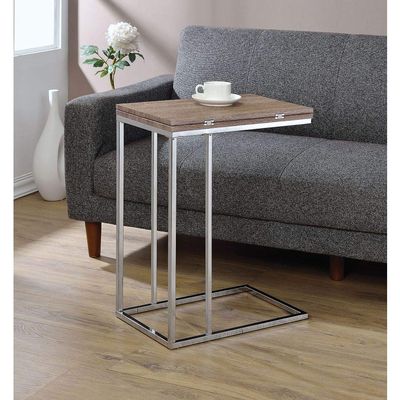 Acme Danson Side Table in Weathered Oak & Chrome 81849