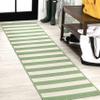 Eyely BMS203D-28 Santa Monica Negril Two-Tone Wide Stripe Indoor/Outdoor Runner Rug Modern;Coastal;Rustic, Bedroom, Kitchen, Backyard, Patio, Easy-Cleaning, Non-Shedding, 2 X 8, Green/Cream view 1