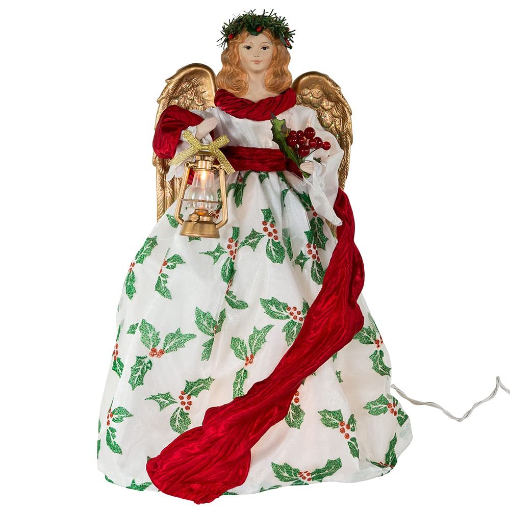 Kurt Adler 16-Inch 10-Light Holiday Formal Angel Tree Topper