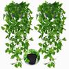 Toprooms 2 Pack Fake Hanging Plants with Pot,Artificial Hanging Plant Fake Plants Faux Ivy Vine Wall Hanging Plants Greenery Shelf Home Office Indoor Outdoor Decor (Green Faux Ivy Vine, 2 Potted) view 1