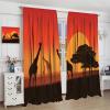 Animal Giraffe Window Curtains Dusk Grassland Silhouette Rod Pocket Curtains Tropic Wildlife Room Darkening Decor Drape for Living Room Bedroom Kitchen 2 Panels 84x84in view 4