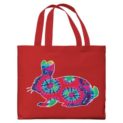 Easter Home Decor Tye Dye Easter Bunny Silhouette Lightweight Red Canvas Tote Bag