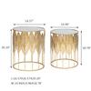 Adeco Set of 2 Nesting Side Tables, Decorative Round Metal Accent End Tables Nightstands, Coffee Table Plant Stand for Living Room Bedroom (Gold Leaf) view 3