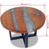 Keketa Coffee Table Round 23.6 inch, Teak Resin Sofa Table Tabletop Stable Legs for Living Room, Rustic Brown view 3