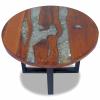 Keketa Coffee Table Round 23.6 inch, Teak Resin Sofa Table Tabletop Stable Legs for Living Room, Rustic Brown view 4