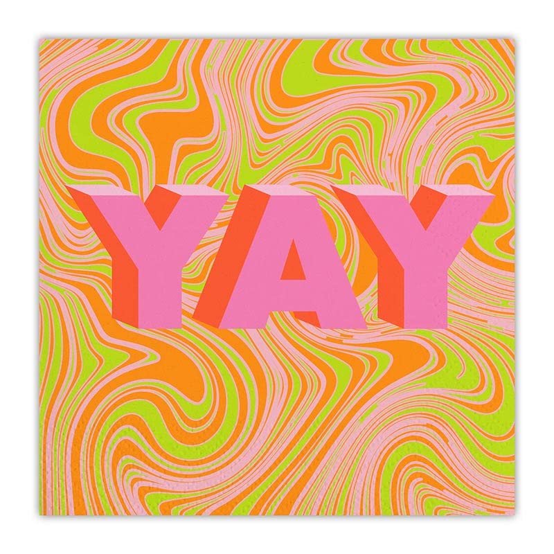 Slant Collections Party Cocktail/Beverage Paper Napkins, 20-Count, Yay - Swirl