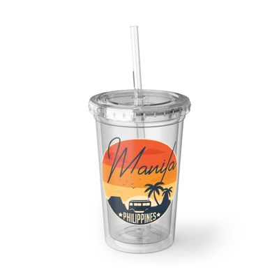 16oz Plastic Cup Humorous Philippines Tourists Sarcastic Manila Women Men Asians 16oz / Transparent