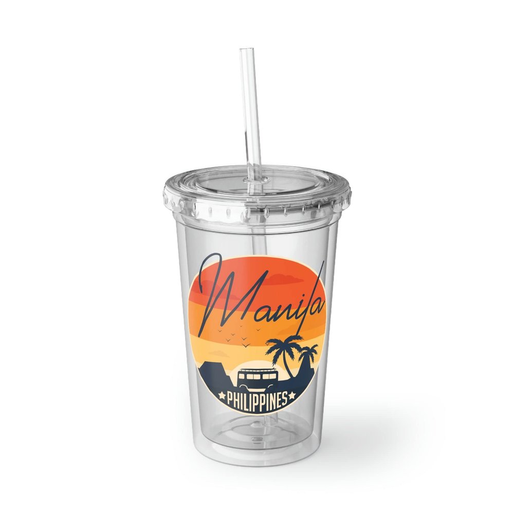 16oz Plastic Cup Humorous Philippines Tourists Sarcastic Manila Women Men Asians 16oz / Transparent