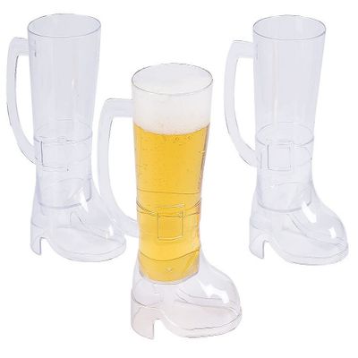 60-PC Boot Shaped Beer Mugs with Buckle Clear Plastic St. Patrick's Day Oktoberfest Party Drinkware 10oz.