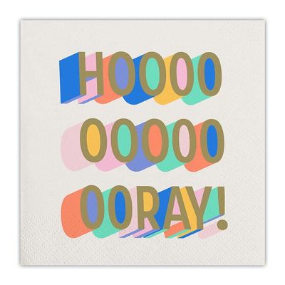 Slant Collections Party Cocktail/Beverage Paper Napkins, 20-Count, Hooooray