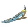 1 Pcs Of Elegant Iridescent Blue Peacock With Beautiful Train Feathers Decor Statue 14" L view 2