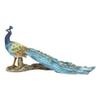 1 Pcs Of Elegant Iridescent Blue Peacock With Beautiful Train Feathers Decor Statue 14" L view 3