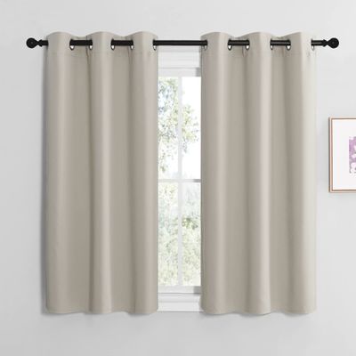 NICETOWN Kitchen Curtains for Decoration, Thermal Insulated Grommet Room Darkening Draperies/Panels for Laundry (Natural, 2 Panels, W42 x L50 inches)