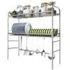 2-Tier Dish Rack with Drip Tray, Stainless Steel Dish Drainer, for Placing Bowls, Plates, Utensils, Space-Saving ( L) view 1