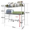 2-Tier Dish Rack with Drip Tray, Stainless Steel Dish Drainer, for Placing Bowls, Plates, Utensils, Space-Saving ( L) view 3