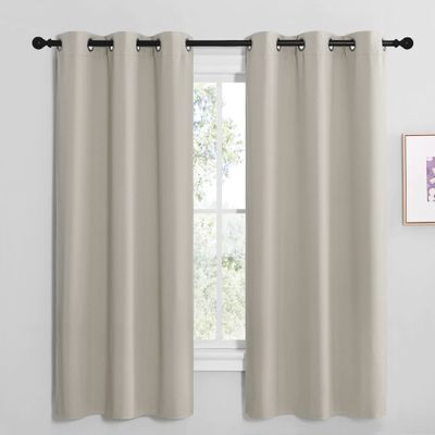 NICETOWN Kitchen Curtains for Decoration, Thermal Insulated Grommet Room Darkening Draperies/Panels for Laundry (Natural, 2 Panels, W42 x L68 inches)