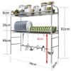 2-Tier Dish Rack with Drip Tray, Stainless Steel Dish Drainer, for Placing Bowls, Plates, Utensils, Space-Saving ( M) view 3