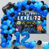 Vlipoeasn 90PCS Video Game Party Decorations for Boys Set - Blue 12th Birthday Supplies - Video Game Backdrop, Balloons, Tablecloth, Gamer and 12 Foil Balloons view 4