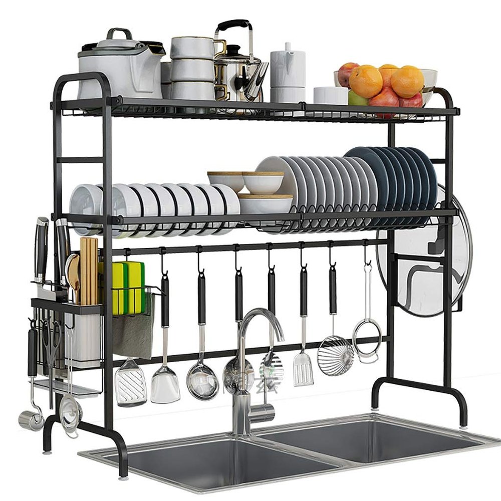 2-Piece Stainless Steel Dish Drainer Rack, Dry Easily Practical in Kitchen, Robust, Stable, Space-Saving ( 7632.379cm)