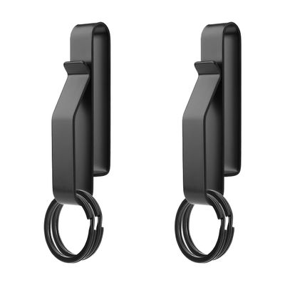 2pcs Heavy Duty Belt Key Holder, Fast Release Steel Tactical Key Holder Clip with 4pcs Key Rings Fits Belts for Police Firefighters