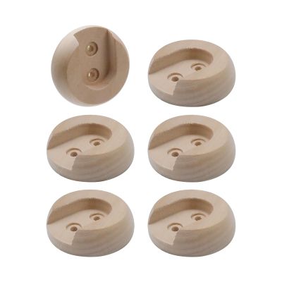 Wealrit Closet Rod Wooden Curtain Rod Bracket Pole Socket, 6 PCS Shower Holder U Brackets End Caps Support Dowel Hangers for Wall, Wardrobe, Closet and Hanging Clothes with Screws Fit for 1 Inch Rods