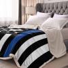 America Flannel Fleece Throw Blanket Thin Blue Line Police Warm Soft Blankets, 60x80In Law Enforcement USA Flag Lightweight Micrifiber Blanket for Kids/Teen/Men Bedroom, Living Room Couch Sofa view 2