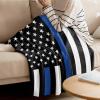 America Flannel Fleece Throw Blanket Thin Blue Line Police Warm Soft Blankets, 60x80In Law Enforcement USA Flag Lightweight Micrifiber Blanket for Kids/Teen/Men Bedroom, Living Room Couch Sofa view 3