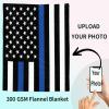 America Flannel Fleece Throw Blanket Thin Blue Line Police Warm Soft Blankets, 60x80In Law Enforcement USA Flag Lightweight Micrifiber Blanket for Kids/Teen/Men Bedroom, Living Room Couch Sofa view 4