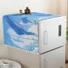 Kid Whale Microwave Dustproof Cover Washer Dust Cover Machine Protector, Cartoon Animal Starry Sky Blue Cloud Decorative Kitchen Appliance Cover with 2 Pockets 12x35 view 3